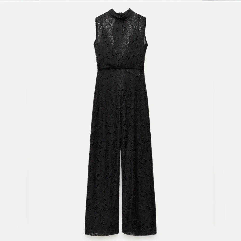 Zara Lace Jumpsuit Wide Black Size XS